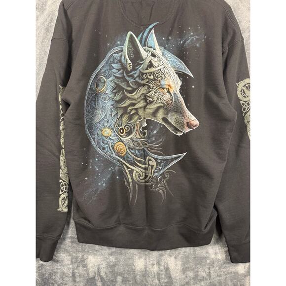 Spiral Direct USA Celtic Wolf Pullover Hoodie/Sweatshirt Black Unisex XL - Picture 6 of 8
